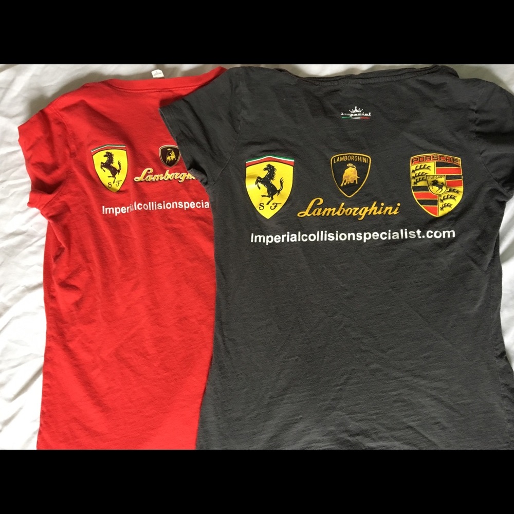 Lamborghini Porsche Ferrari logo T shirts